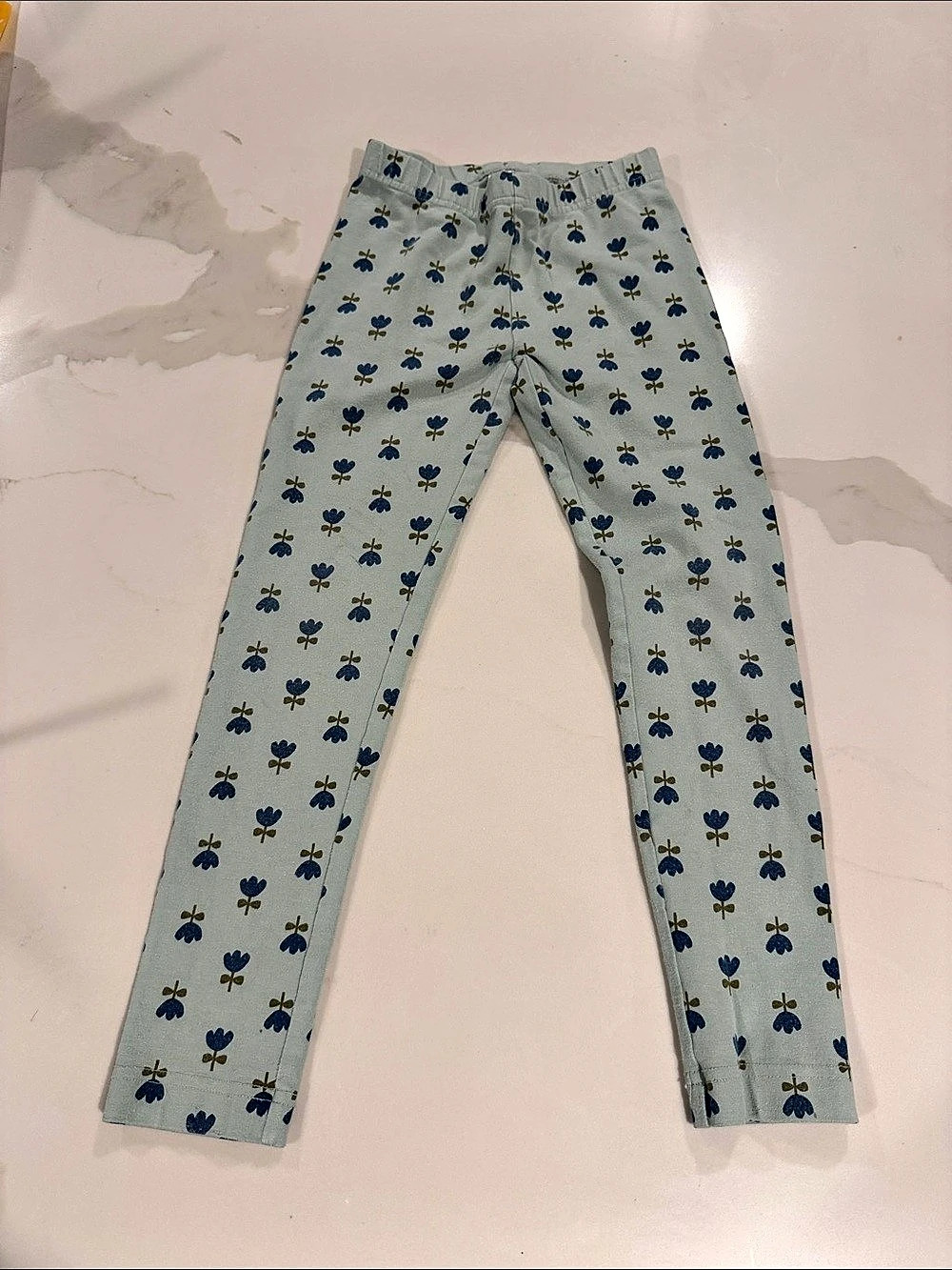 Hanna Andersson Printed Leggings Floral Leggings Blue & Green Girls 6-7